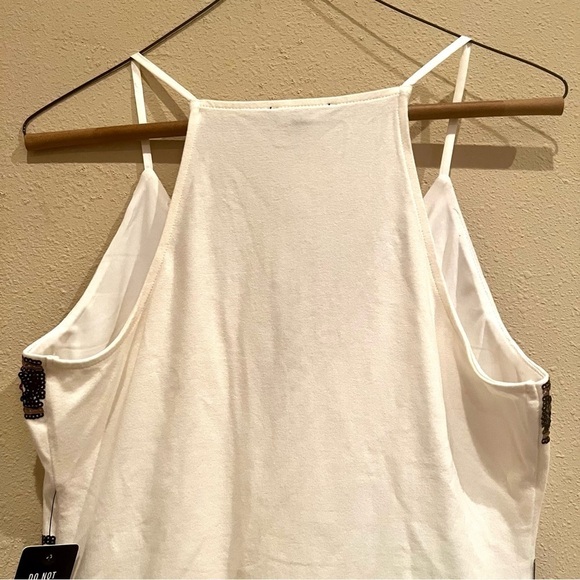 NWT EXPRESS Sequin white Deep V-Neck Thong tank bodysuit holiday women size M - Picture 8 of 10